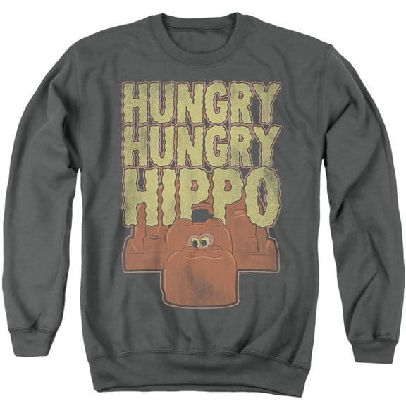 Hungry Hungry Hippos Hungry Hungry Hippo Adult Crewneck Sweatshirt Charcoal
