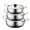 Silver Three-Piece Set, variant on Stainless Steel Noodle Cooker with Lid, Honeycomb Textured Non-Stick Soup Curry Pan Dishwasher Safe, Indoor Outdoor Camping Cookware Pot 2L Capacity