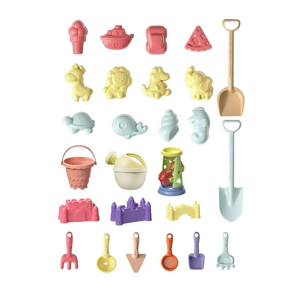 26PCS Children Beach Toy Car Set Baby Indoor Beach Digging Sand Play Sand Tools Sand Pool Shovel Bucket
