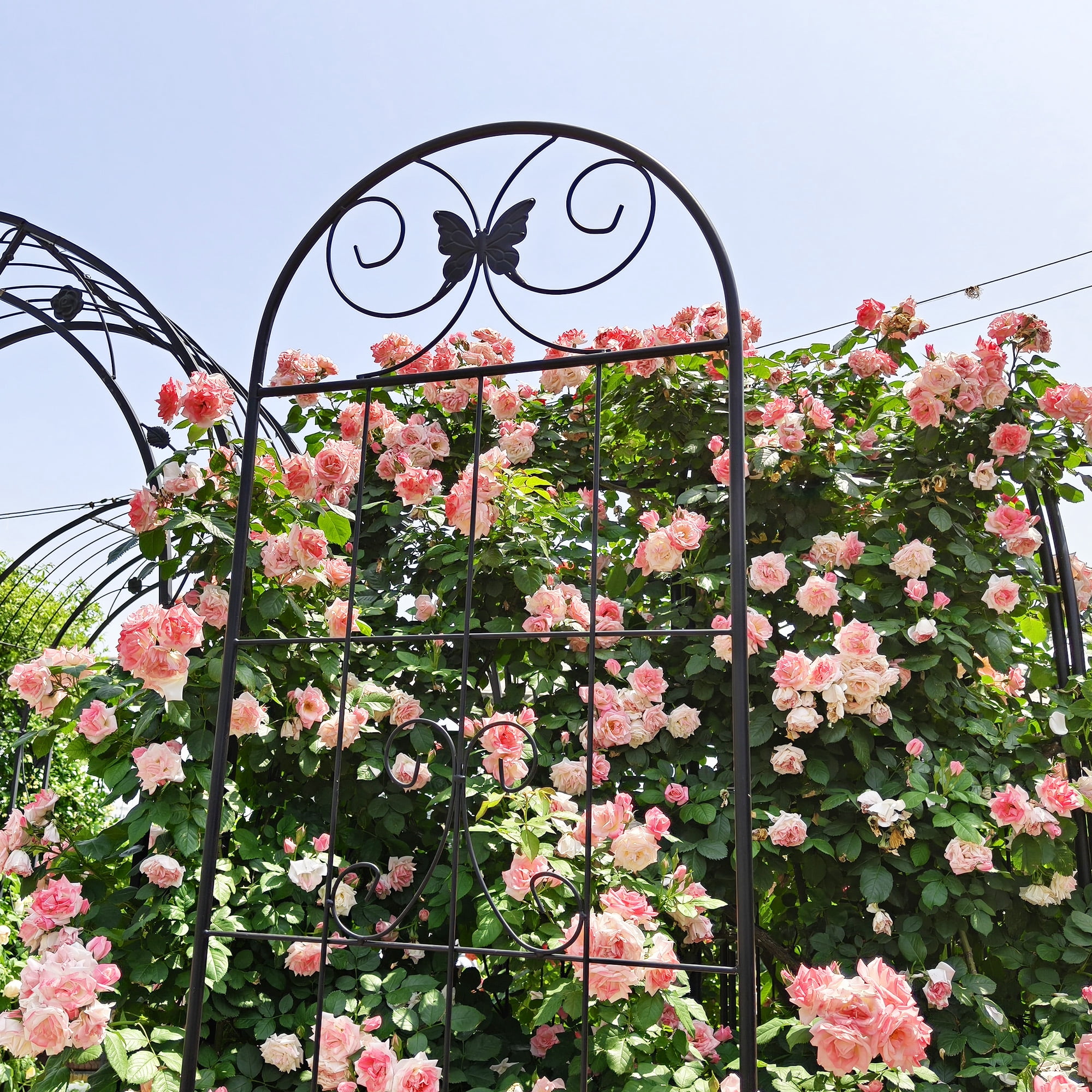 2 Pack Metal Garden Trellis Rustproof Trellis for Climbing Plants Outdoor Flower Support Black 86.7" x 19.7"