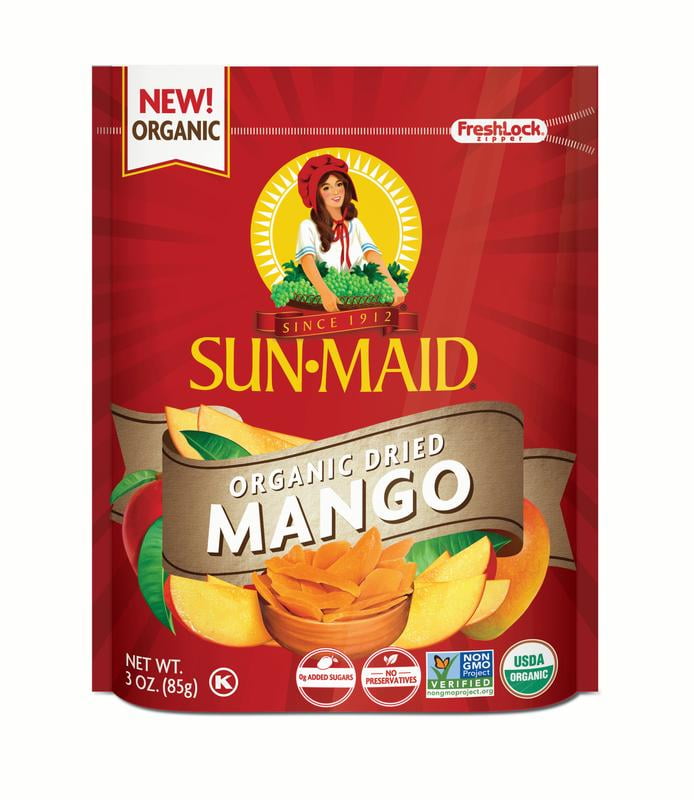 Sun-Maid Organic Dried Mango Slices, 3 oz Bag