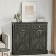 thumbnail image 6 of Tolead Wood Double Tilt Out Trash Cabinet, Recycling Cabinet with Hideaway Drawer, Gray, 6 of 7