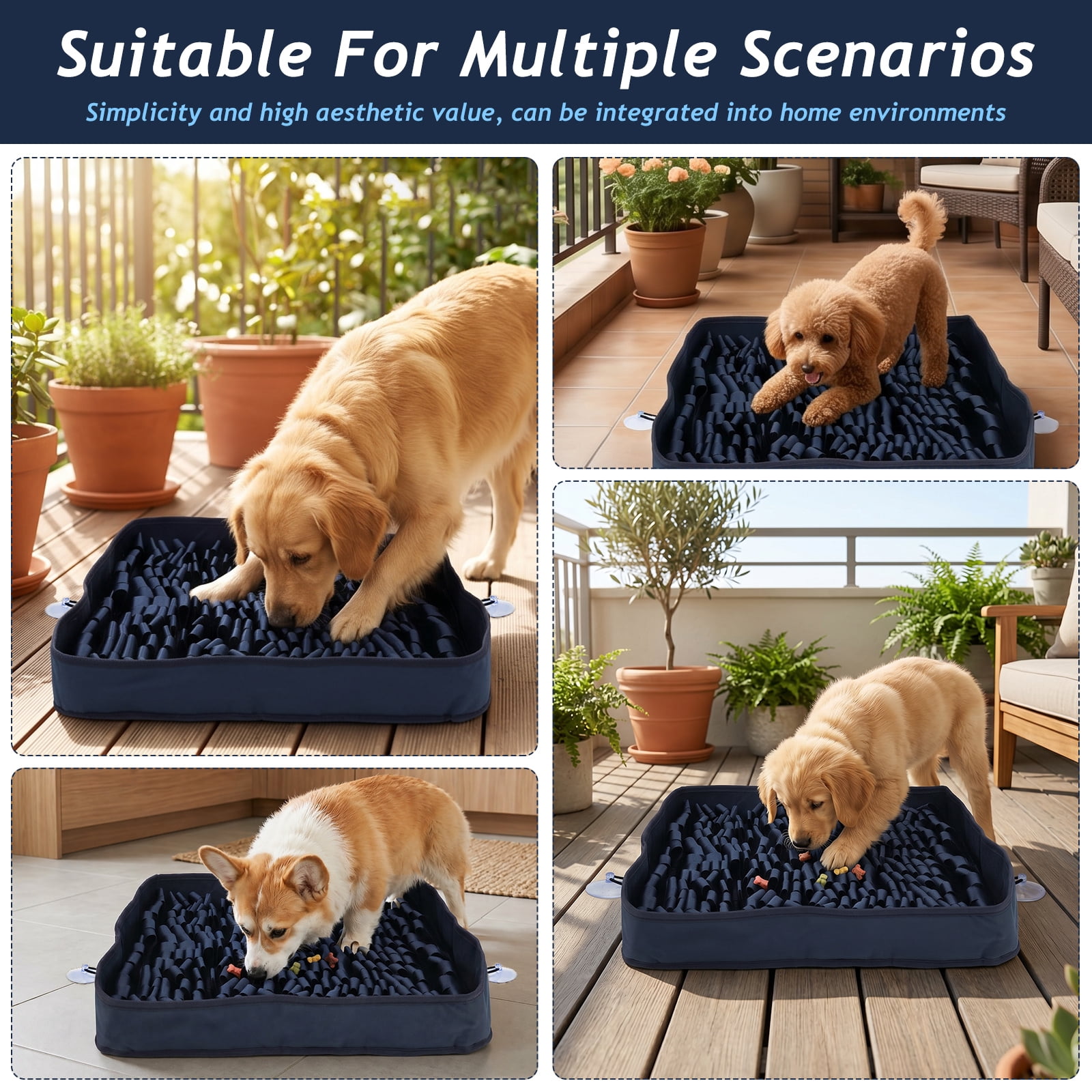 Snuffle Mat for Dogs, 16.93 x 14.96 x 3.15in Dog Sniffing Interactive Feeding Game Boredom, Puzzle Toys Encourages Natural Foraging Skills and Stress Relief Small/Medium/Large Dogs
