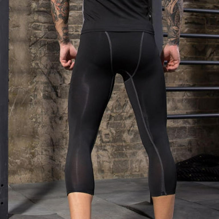 Pantalon De Compression 3/4 Homme Avec Poche - Legging Sport Évacuation Humidité Pour Basket, Football Et Fitness