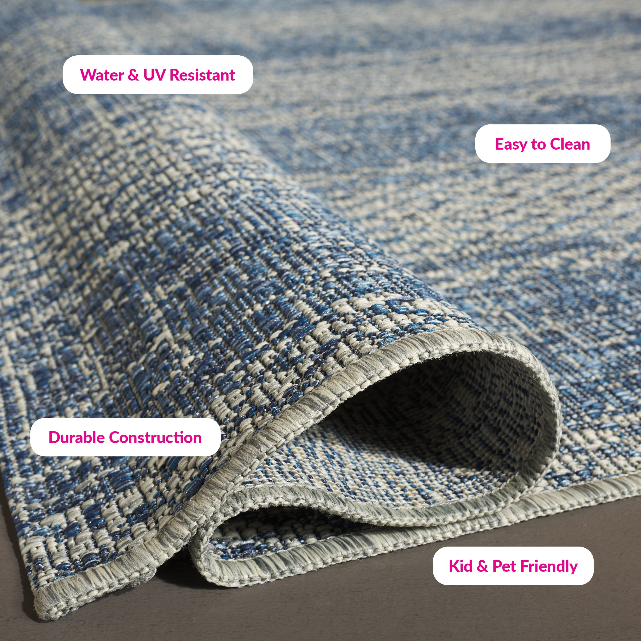 SAFAVIEH Courtyard Robert Striped Indoor/Outdoor Area Rug, 8' x 11', Light Grey/Blue