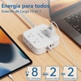 thumbnail image 2 of Glückluz Regleta Multicontacto, Conector Multiple con 3 M Plana Electrica Extensión, Protector de Sobretensión con 8 Enchufes de CA y 4 USB (2 USB C), Enchufe múltiple para el Hogar, Oficina, Cocina, 2 of 5