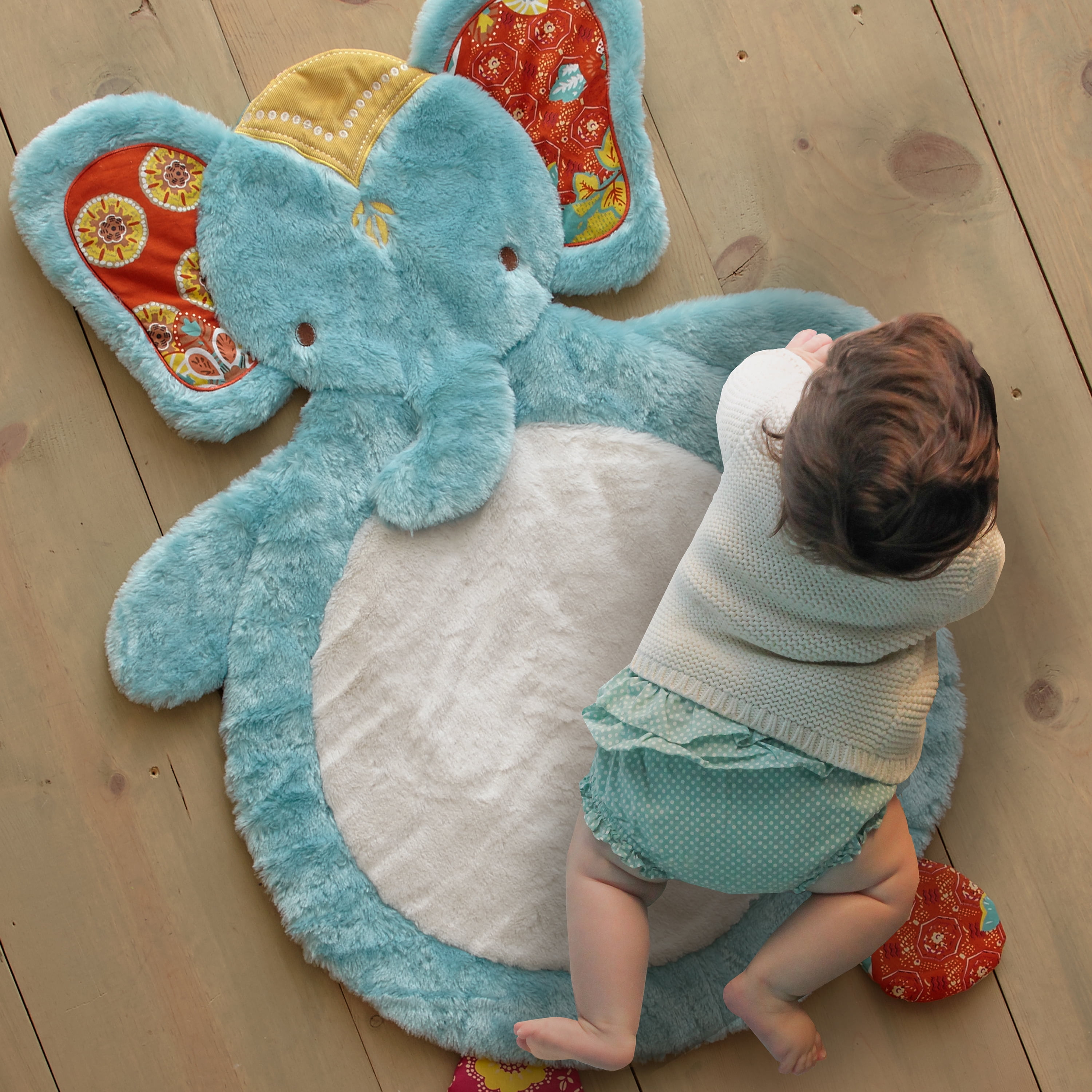 Levtex Baby Zahara Playmat Elephant Orange, Teal, Yellow
