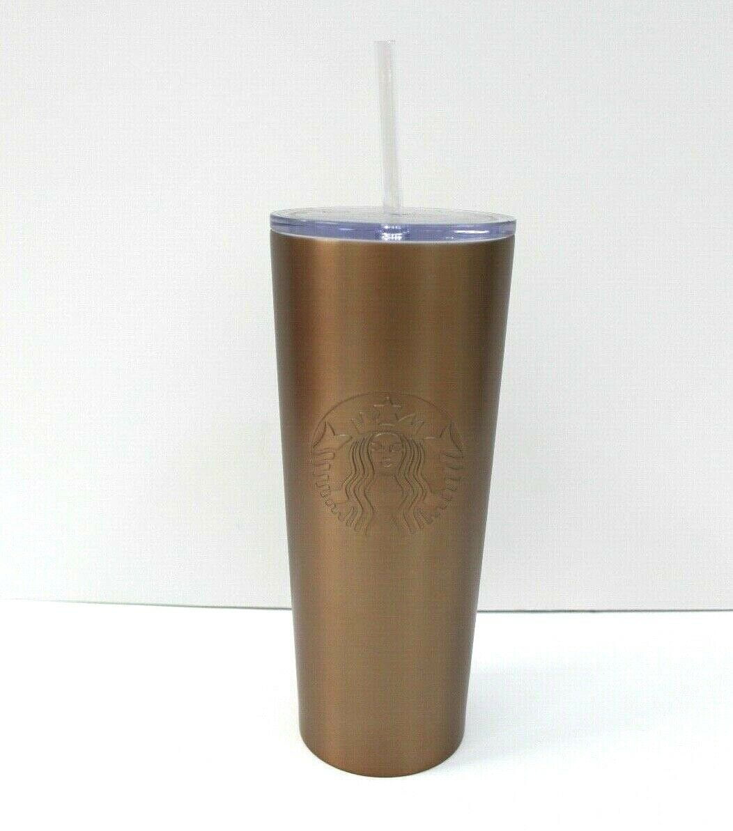 Starbucks 2019 Gold Stainless Steel Clear Lid Venti Cold Cup 24 Fl Oz