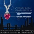 thumbnail image 2 of Gem Stone King 14K White Gold Red Created Ruby and Lab Grown Diamond Pendant Necklace for Women | 0.63 Cttw | Gemstone July Birthstone | Heart Shape 5MM | With 18 inch Chain, 2 of 6