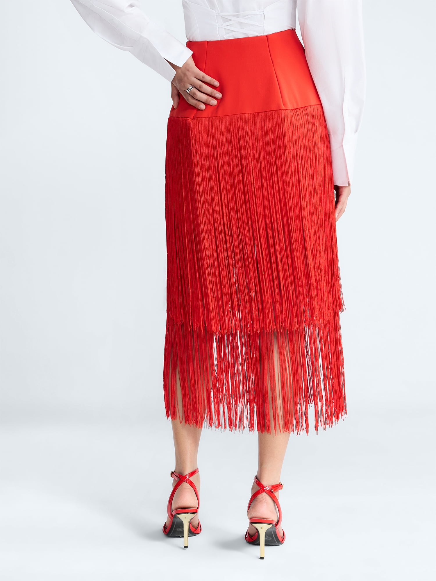 Devil Wears Prada Scoop Collection Women's and Women's Plus Fringe Skirt, Sizes 0-26W