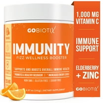 GoBiotix Immunity Fizz Drink with Vitamin C, Zinc & Elderberry for Immune Support, Orange, 30 Servings