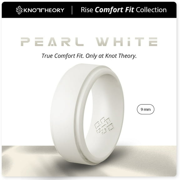 Pearl White Step Edge Breathable Silicone Ring for Men 9mm Bandwidth