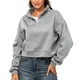 thumbnail image 1 of Sudadera con media cremallera para mujer, sudadera sin capucha de fibra de poliéster transpirable de color puro, sudadera informal para mujer para oficina, gris M, 1 of 6