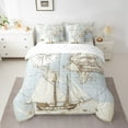 thumbnail image 2 of Nautical Bed in a Bag Queen,World Map 7 Piece Comforter Set ,Retro Sailboat Sketch Bedding Set Ocean Theme,Coastal Anchor Compass Sheets,Retro Vintage Style Room Decor, 2 of 5