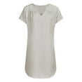 thumbnail image 3 of Robes Formelles Grande Taille Femmes Invité de Mariage Grande Taille Été T-Shirt Robes Simple Débardeur Col en V Manches Courtes Robe Grande Taille Invité de Mariage Gris TG, 3 of 6