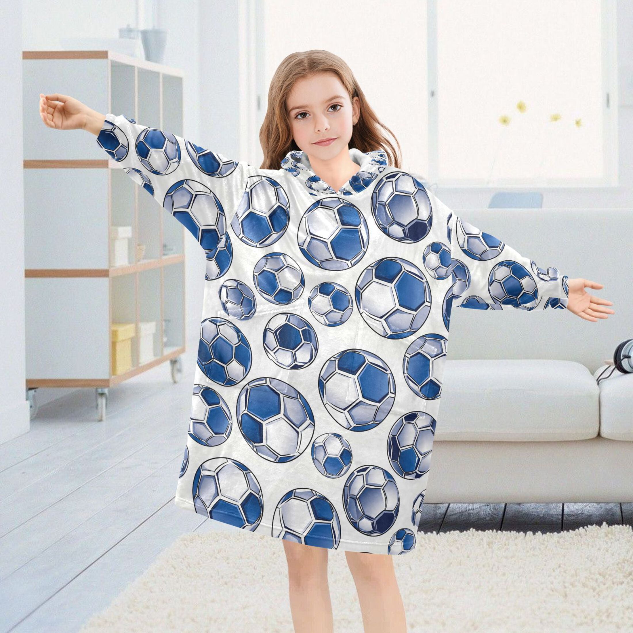 joogoo Wearable Blanket Soccer Balls Hoodie for Oversized Sherpa Hooded 3-14 YR M
