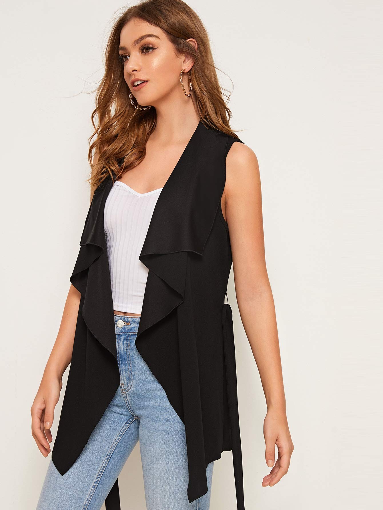 Sleeveless Shawl Draped Waterfall 