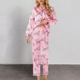 thumbnail image 4 of Bosfbaoi Women's Pajama Sets Silky Satin Cute Pjs 2 Piece Loungewear Soft Long Sleeve Button up Ladies Sleepwear S-XL, 4 of 6