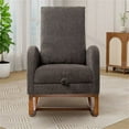 thumbnail image 2 of Nursery Rocking Chair, 25.4"W Upholstered High Back Accent Lounge Armchair with Retractable Footrest and Side Pocket, Comfy Rocker Glider Chair with Rubber Wood Legs for Living Room, Charcoal, 2 of 7