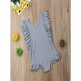 thumbnail image 3 of Gureui Kids Toddler Baby Girls One-piece Swimwear Swimsuit Solid Color Sleeveless Ruffle Backless Sweet Princess Bathing Suit, 3 of 8