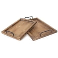 thumbnail image 2 of Besti Rustic Vintage Food Serving Trays (Set of 2) | Nesting Wooden Board with Metal Handles | Stylish Farmhouse Decor Serving Platters | Large: 15 x2 x11" - Small: 13 x2 x9" inc, 2 of 6