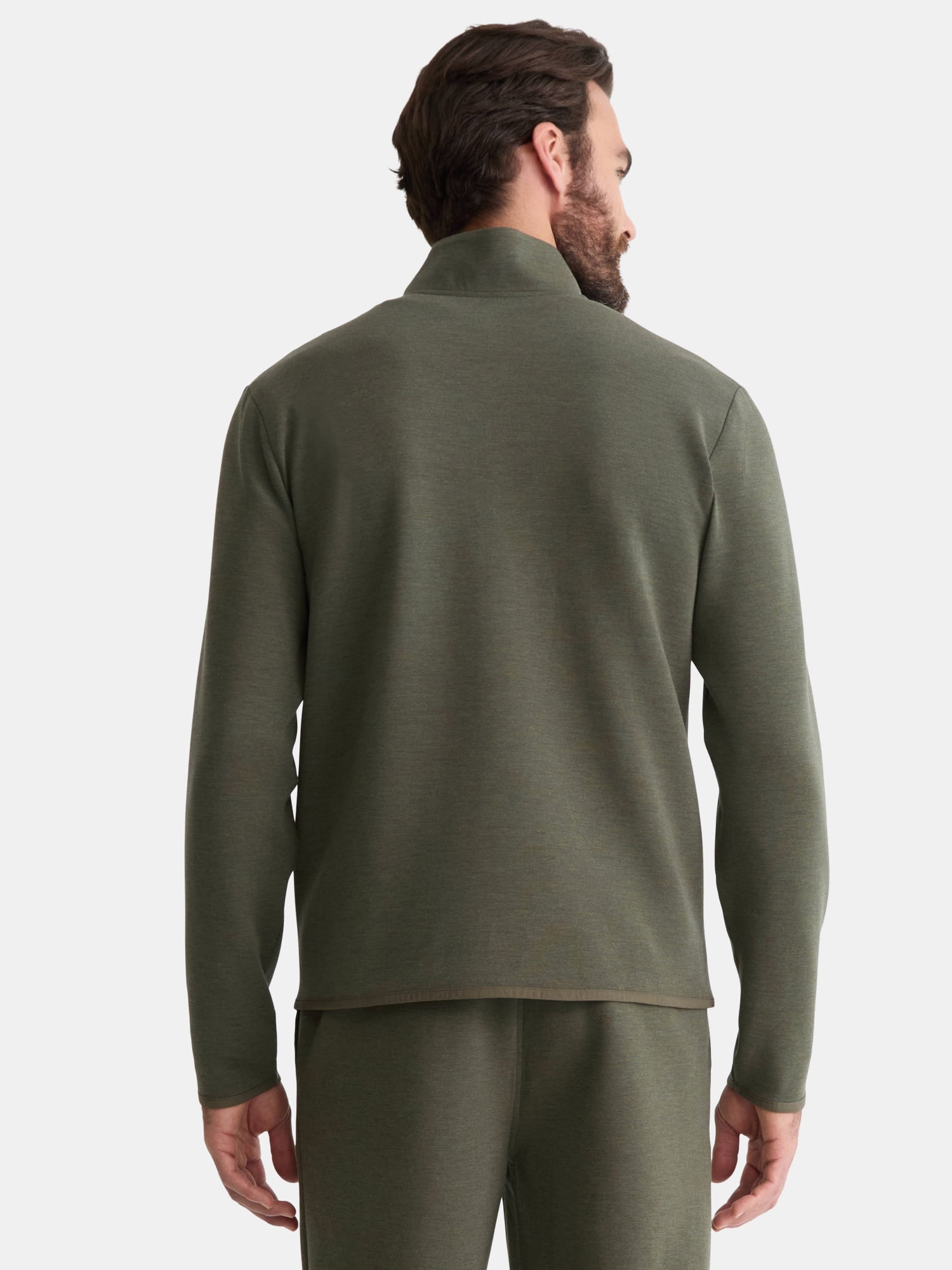 Athletic Works Men's and Big Men's Fusion Double Knit Quarter Zip Sweatshirt Jacket, Sizes S-3XL