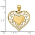 thumbnail image 5 of 14K Yellow Gold Polished Filigree Heart Pendant (26 X 22) Made In United States k3982, 5 of 6