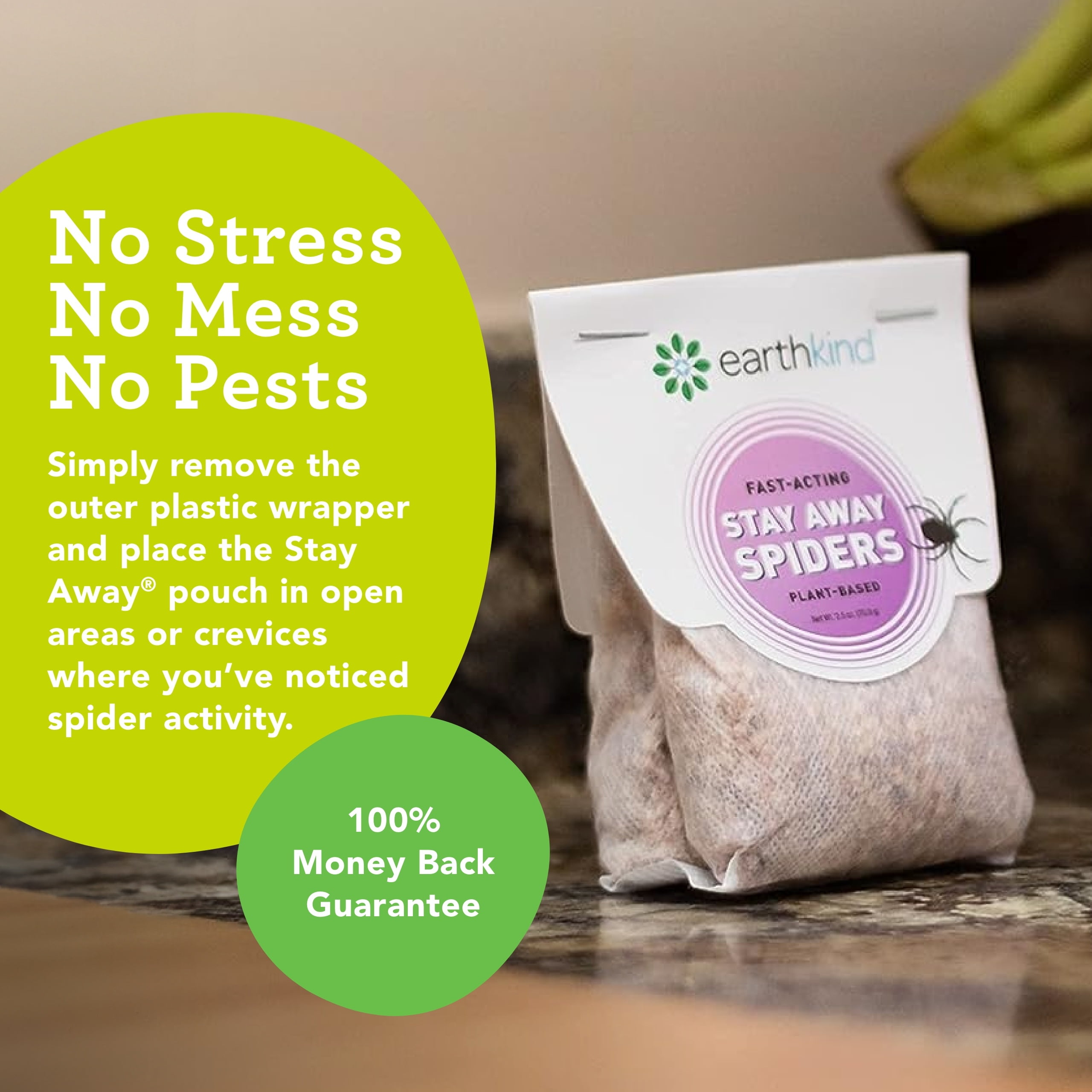 Stay Away Spiders Deterrent Pest Control Scent Pouches - All Natural, Environmentally Friendly, No Mess (4-Pack New Version)