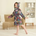 thumbnail image 2 of FORMRS Niños Bathrobe Unisex Hooded Robe Soft Plush Pajamas Sleepwear, Size 2-3T, Vibrant Flowers Pattern, 2 of 7