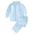 thumbnail image 2 of Kids Velvet Pajamas Toddler Button-Down Solid Long-Sleeve T-Shirt Top + Pants 2PCS Outfits Clothes, 2 of 4