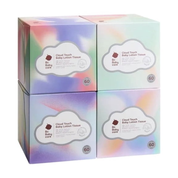 Bc Babycare Ultra Soft Facial Tissues, 4 Cube Boxes, 60Tissues per Box, 5-Ply