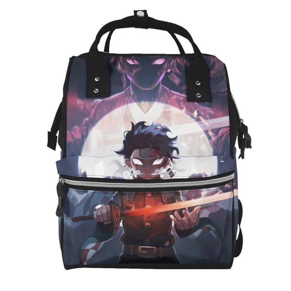 Unisex Anime Demon Slayer Backpack Tanjiro Adjustable Multi-functional Lightweight Large Capacity Leisure Bag