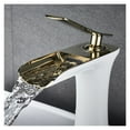 thumbnail image 4 of Tall Basin Faucet White and Gold Bathroom Faucet Brass Bathroom Sink Faucet Mixer Tap Hot Cold Gold Sink faucet, 4 of 7