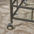 thumbnail image 3 of Christopher Knight Home Ambrose Indoor  Iron Bar Cart with Tempered Glass Shelves, Black, 3 of 7