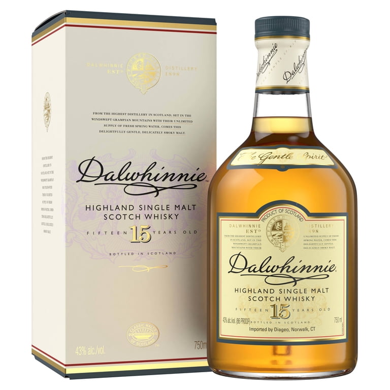 Dalwhinnie 15 Year Old Single Malt Scotch Whisky, 750 mL, 43% ABV