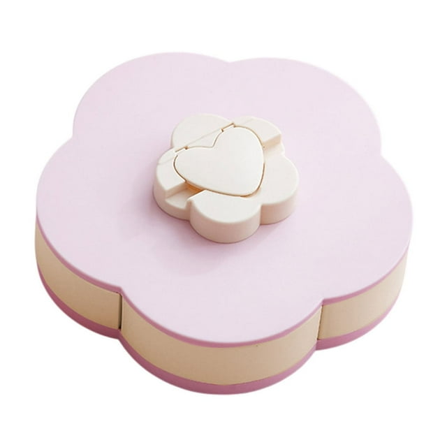 Snack Serving Tray with Lid, Divided Snack Container, Rotating Dry Fruit Tray for Living Room, Plastic Snack Organizer with Phone Stand