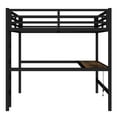 thumbnail image 2 of Metal Queen Loft Bed with Desk, Power Outlet and LED Lights, Space Saving Design with USB Charging, Noise Reduced, Black, Ships 2 Pkgs, 2 of 16