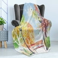 thumbnail image 4 of Landscape Soft Flannel Fleece Blanket, Hand Drawn Watercolor Autumn Park Trees Shrubs Bench and Lanterns Nature Artwork, Cozy Plush for Indoor and Outdoor Use, 70" x 90", Multicolor, by Ambesonne, 4 of 5