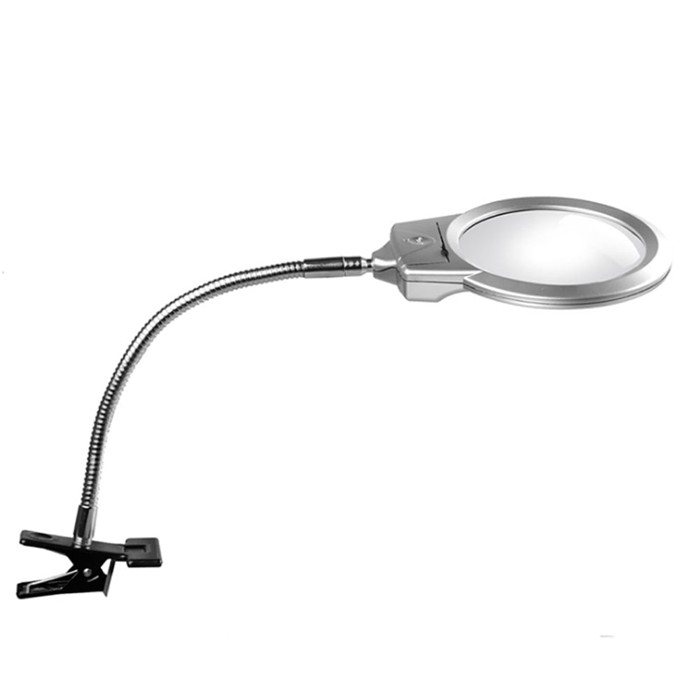 LED Light Large Lens Lighted Lamp Top Desk Magnifier Magnifying Glass w/Clamp US 