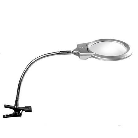 Pro Flexible Hands Free Magnifying Glass Desk Lamp Bright LED Lighted Gooseneck Magnifier with Clamp for Reading Diamond Painting Cross