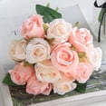 thumbnail image 1 of Arreglo de 12 cabezas de rosas artificiales, ramo de seda para fiestas en el hogar, la oficina, la decoración de bodas y novias, 1 of 7