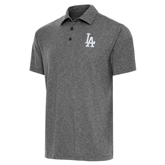Men's Antigua Heather Black Los Angeles Dodgers Par Polo
