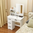 thumbnail image 5 of Jnismy Makeup Desk with Mirror, Large Vanity Desk with 6 Opening Shelves, 4 Drawers, Makeup Vanity Table with Light, Bedroom Dressing Table (White), 5 of 12