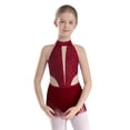 thumbnail image 1 of YONGHS Robe de Danse Latine Brillante Sans Manches à Franges pour Filles, Bourgogne 10, 1 of 7