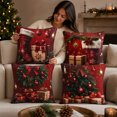 thumbnail image 4 of Sahpxhe Christmas Throw Pillow Cover 18X18 Set Of 4 Stocking Wreath Gift Boxes Pattern Soft Cushion Covers for Sofa Couch Home Decor, 4 of 7