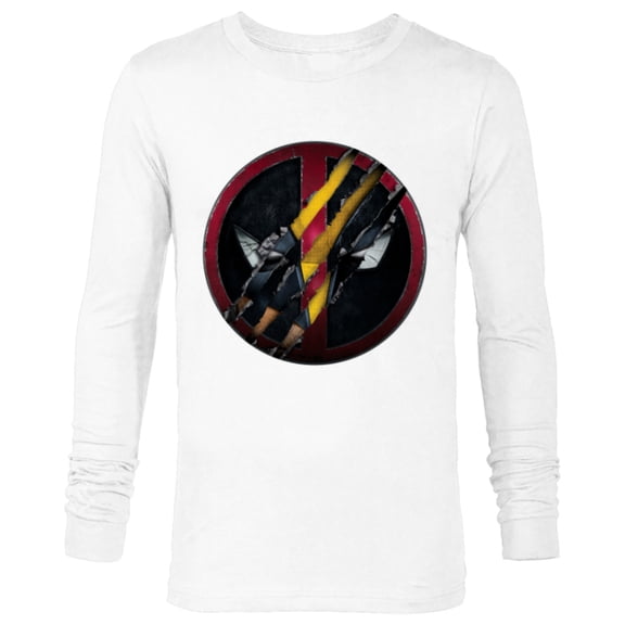 Marvel Studios Deadpool & Wolverine Mask Claw-Slashed Icon - Long Sleeve T-Shirt for Men - Customized-White