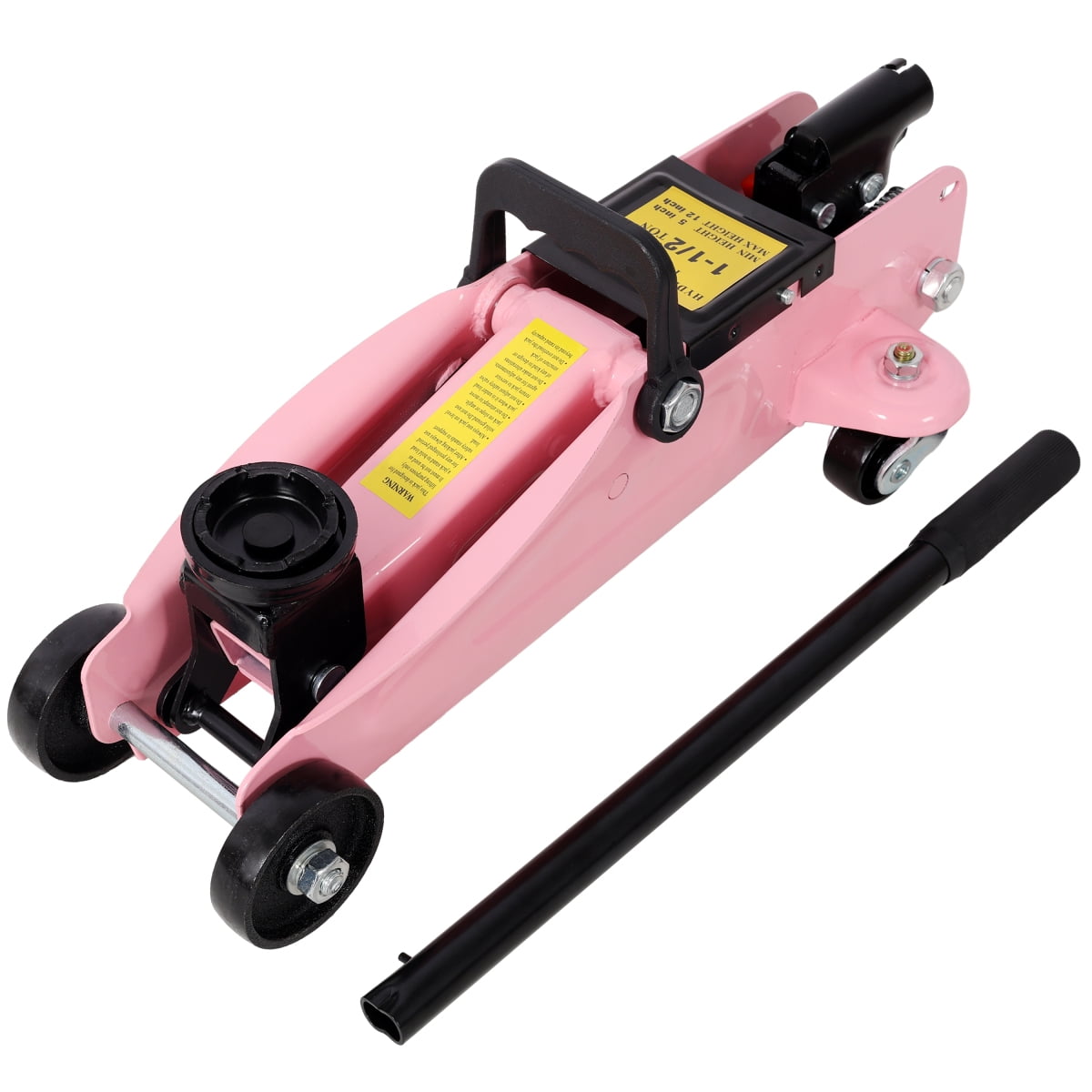 LuckyNote 1.5 Ton Low Profile Floor Jack with Case, Pink Hydraulic Car Jack, 5“-11.8” Lift Range & 3300 lbs Capacity for Cars, SUVs