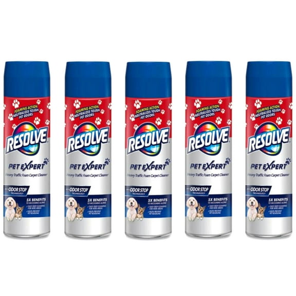 Resolve Pet Expert Heavy Traffic Foam Carpet Cleaner Spray, 22oz. - Pack of 5