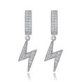thumbnail image 1 of Pendientes colgantes Yashi Hip hop con forma de rayo plata circonita cúbica micropavé, 1 of 5