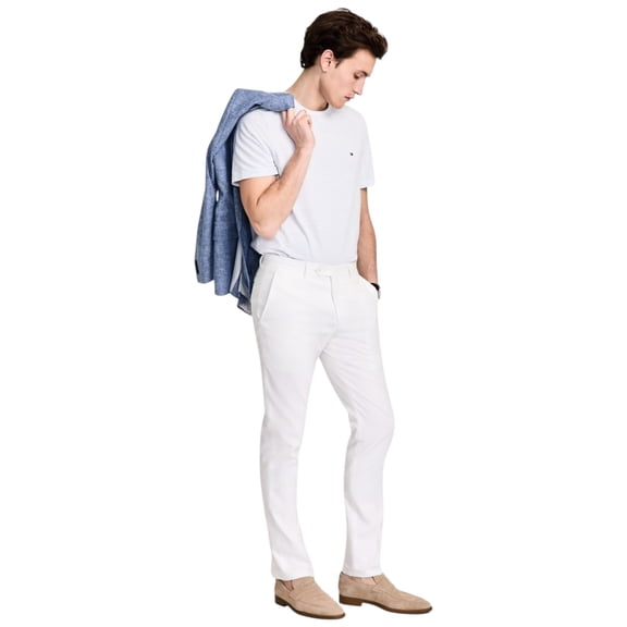 Tommy Hilfiger Mens Modern fit Dress Pants 38 / 29 White Solid Linen